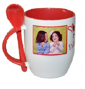 ספל עם כפית - אדום ספל עם כפית - אדום